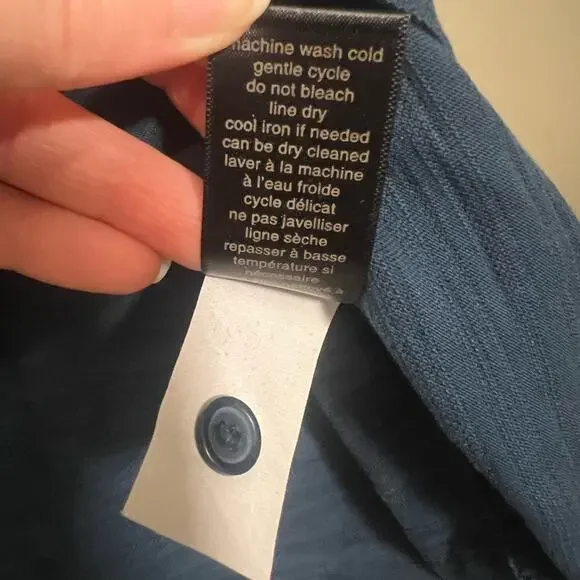 John Varvatos Polo Shirt Blue Short Sleeve Cotton Textured 3 Stars Size Large - Picture 6 of 7